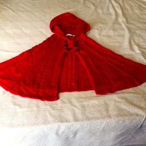 Sweet Charlotte girls little red riding hood poncho in size 7-8